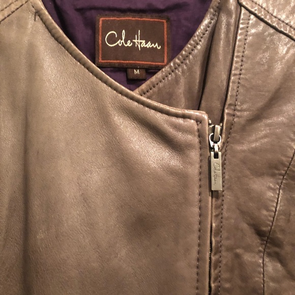 Cole Haan gray leather jacket - Picture 6 of 11